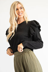 Jess Ruffled Sleeve Sweater